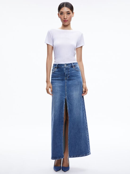BROOKLYN BLUE-RYE DENIM MAXI SKIRT