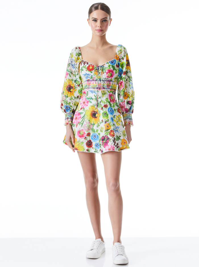 CRAWFORD SWEETHEART MINI DRESS - SUNDAY STROLL/MULTI - Alice And Olivia
