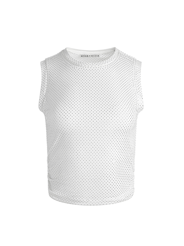 KAPPA EMBELLISHED CROPPED TANK - OFF WHITE/CLEAR image 5 - Alice And Olivia