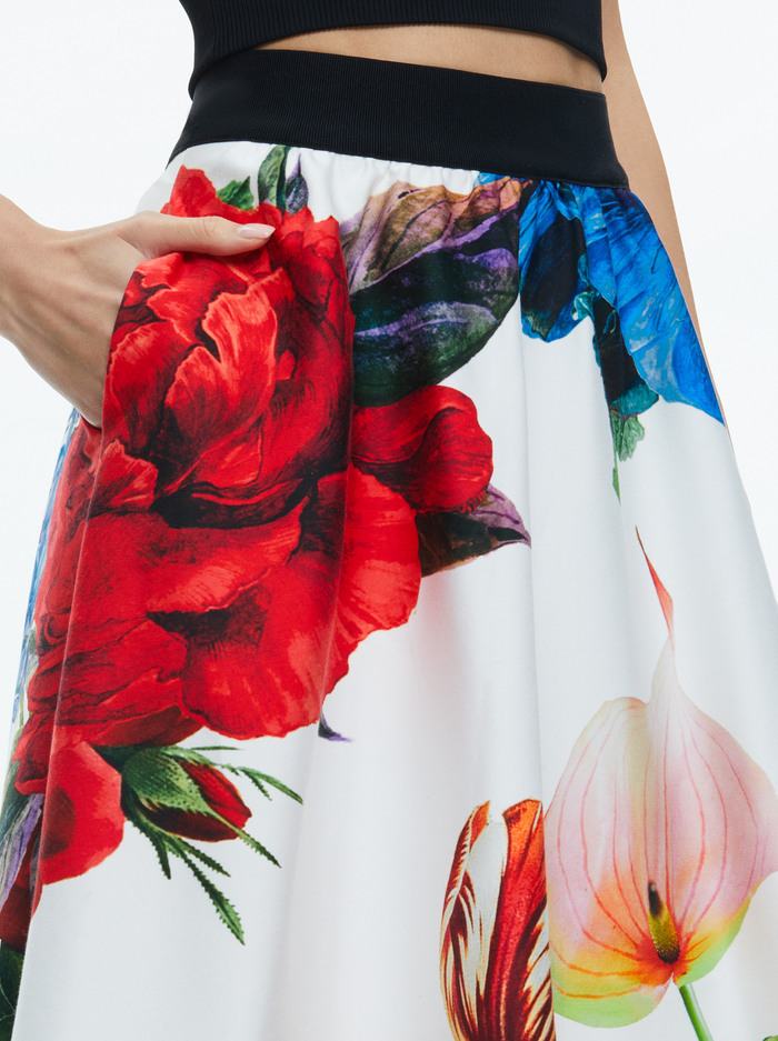 EARLA HIGH RISE FLARED MIDI SKIRT - LE PARISIEN image 3 - Alice And Olivia