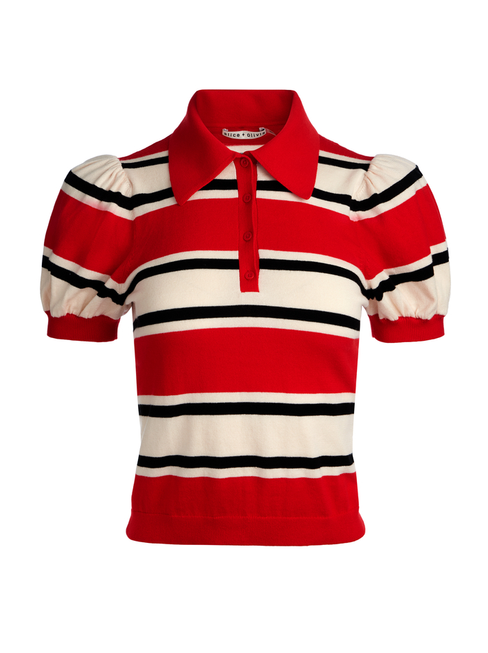 RAMONA STRIPED PULLOVER - PERFECT RUBY MULTI image 5 - Alice And Olivia