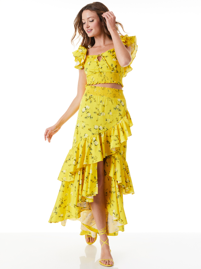 CRISTINA WRAP RUFFLE SKIRT - ESCAPE DITSY SUNBEAM image 4 - ALICE + OLIVIA