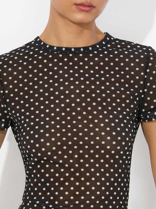 BLACK/OFF WHITE POLKA DOT-TESS TEE