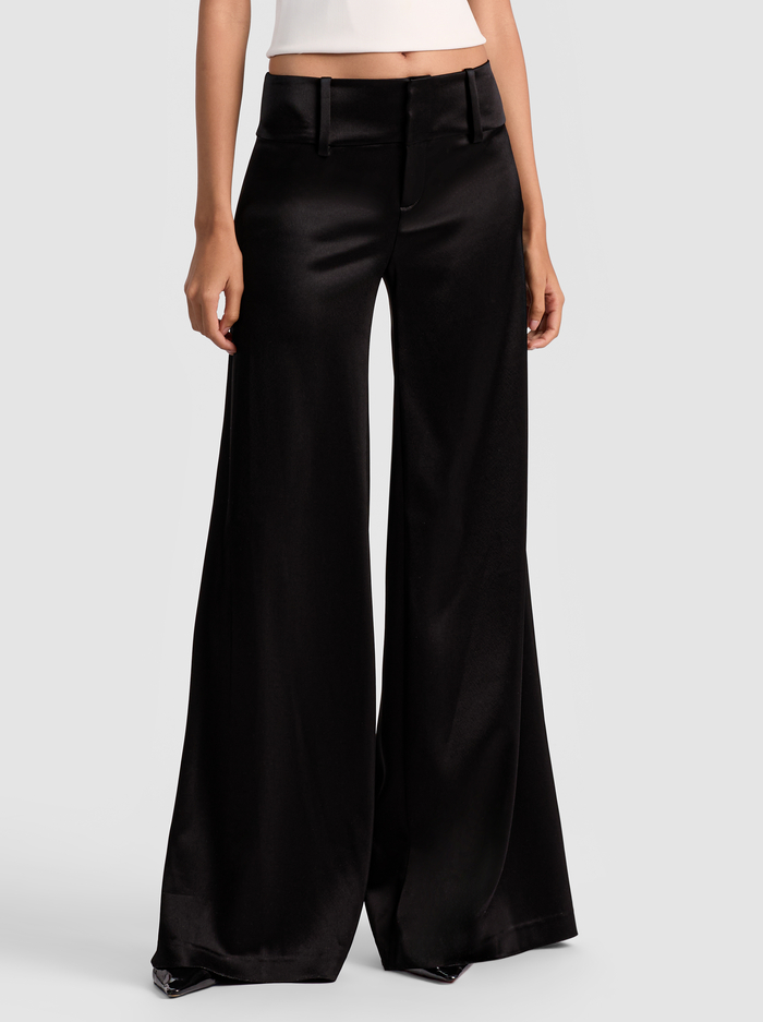 OLIVIA SATIN WIDE LEG PANT - BLACK - Alice And Olivia
