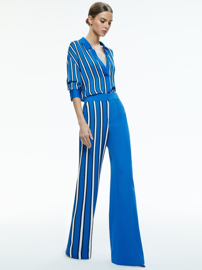 DIMITRA OVERSIZED BUTTON DOWN - TEAKWOOD STRIPE FRENCH BLUE image 4 - Alice And Olivia