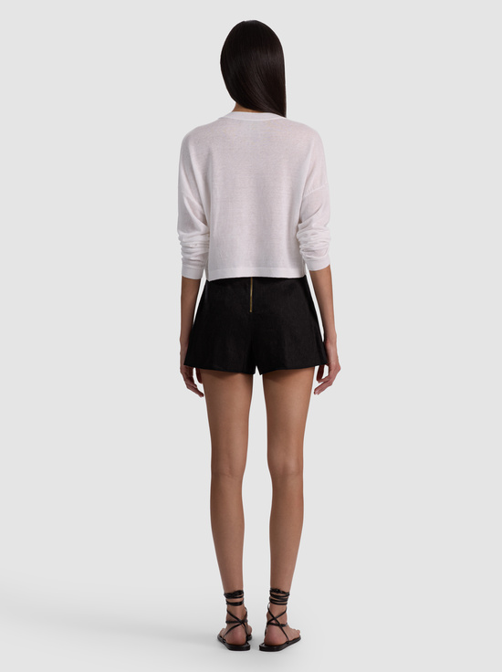 SOFT WHITE-ALAINA LINEN HENLEY