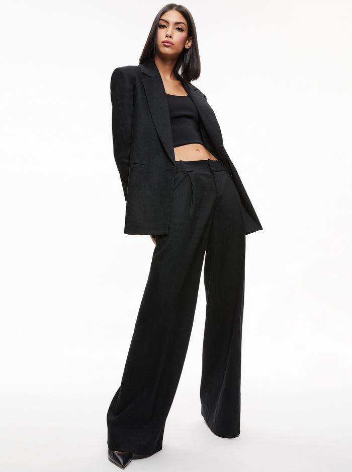 SHAN LINEN ROLLED CUFF BLAZER - BLACK image 4 - Alice And Olivia