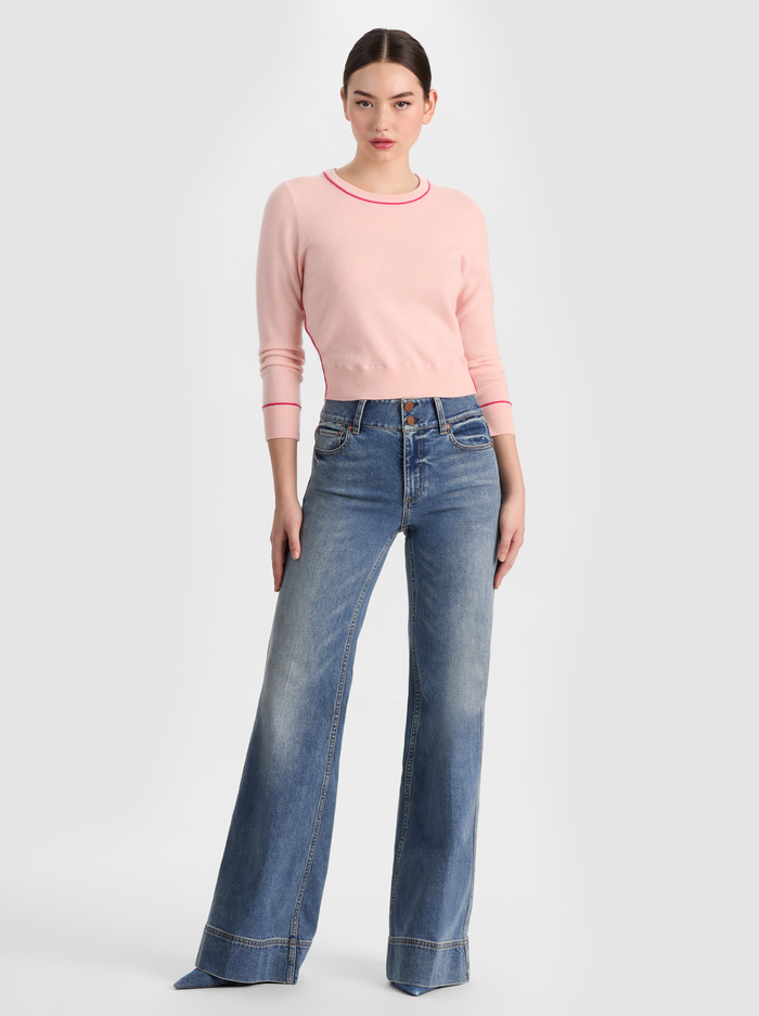 CAROLANN CASHMERE SHRUNKEN PULLOVER - ENGLISH ROSE/DEEP PINK image 1 - ALICE + OLIVIA