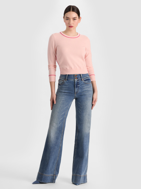 ENGLISH ROSE/DEEP PINK-CAROLANN CASHMERE PULLOVER