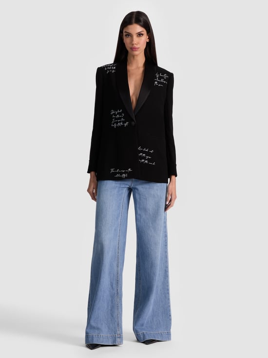 BLACK/OFF WHITE-IVAN EMBROIDERED BLAZER