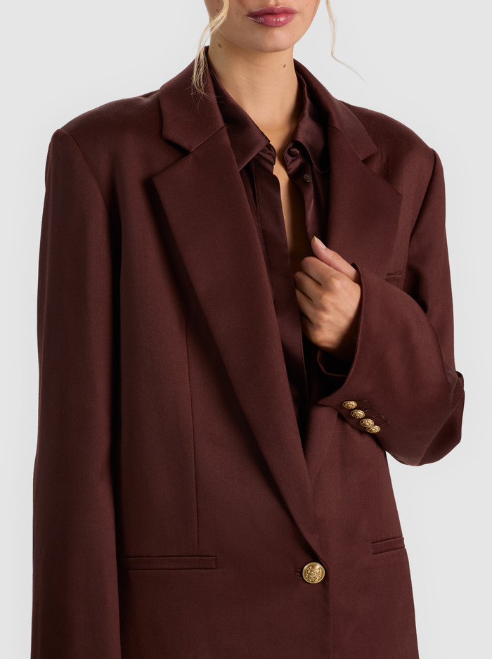 RONAN OVERSIZED BOXY BLAZER - DARK CHOCOLATE image 3 - ALICE + OLIVIA