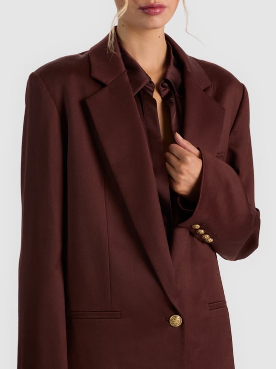 DARK CHOCOLATE-RONAN OVERSIZED BOXY BLAZER