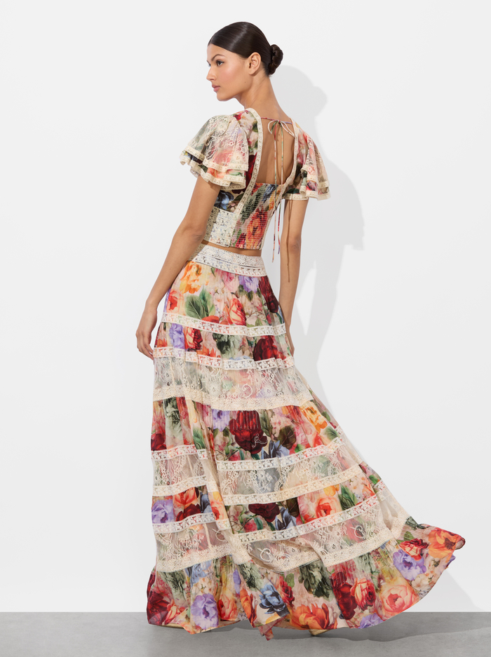 ADIRA TIERED MAXI SKIRT - STORM FLORAL SM image 2 - Alice And Olivia