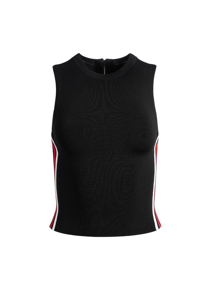 DARINA MOCK NECK TANK - BLACK/PERFECT RUBY image 5 - Alice And Olivia