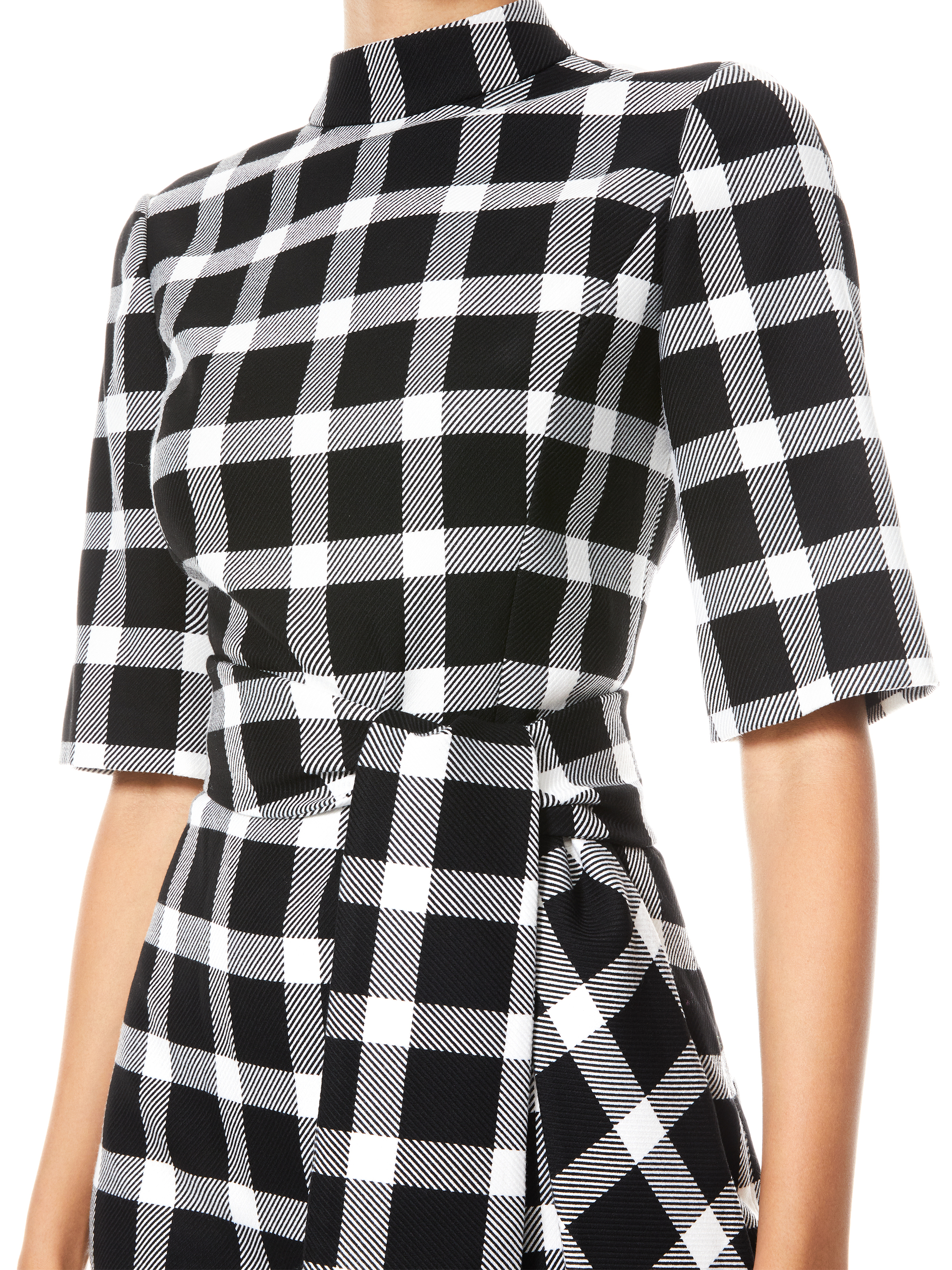 Virgil Belted Mock Neck Mini Dress In Black/white | Alice And Olivia