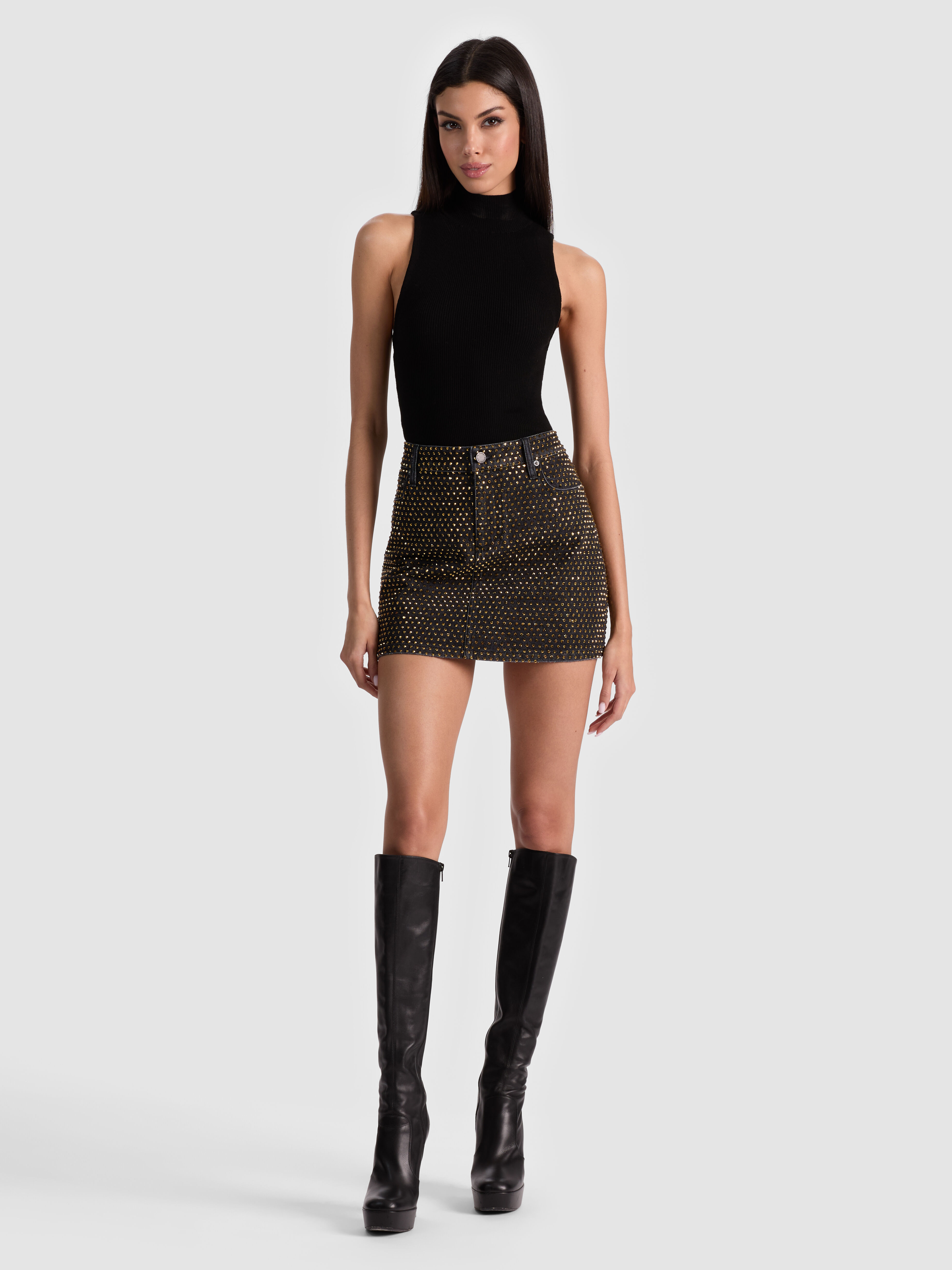 Alice + Olivia デニムミニスカート Carter Denim Skirt In Rockstar Blue | Alice + Olivia