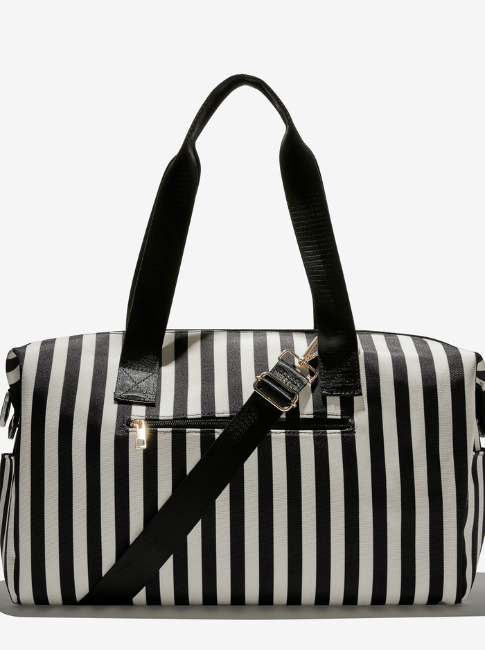 A+O X FABFITFUN DUFFLE BAG - POSITANO STRIPE SM BLACK image 1 - Alice And Olivia