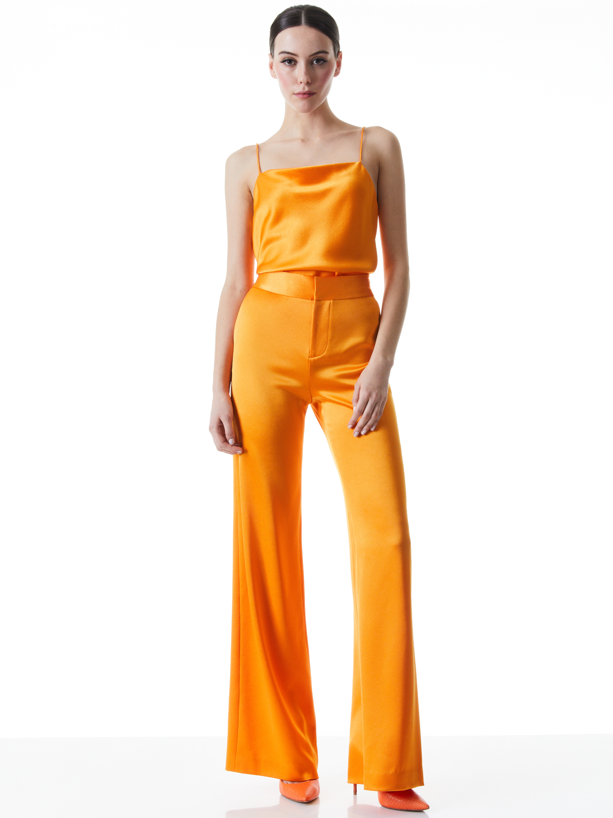 Deanna High Waisted Bootcut Pant In Tangerine Alice + Olivia