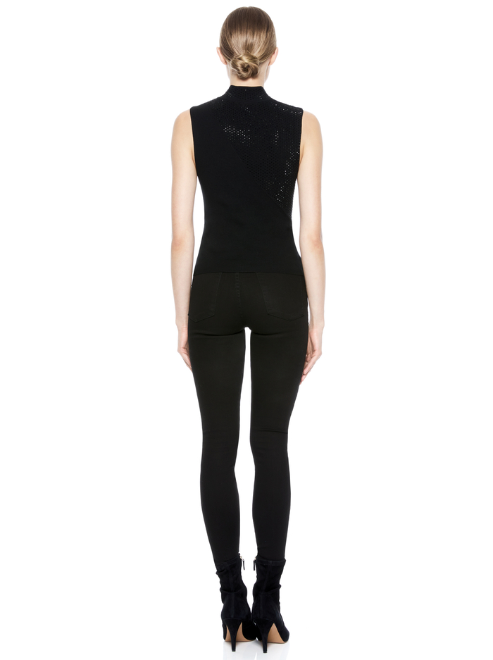 ABBI EMBELLISHED CUT OUT PULLOVER - BLACK image 2 - Alice And Olivia
