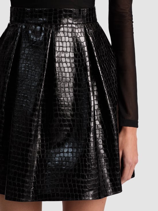 BLACK-CHARA VEGAN MINI DRESS