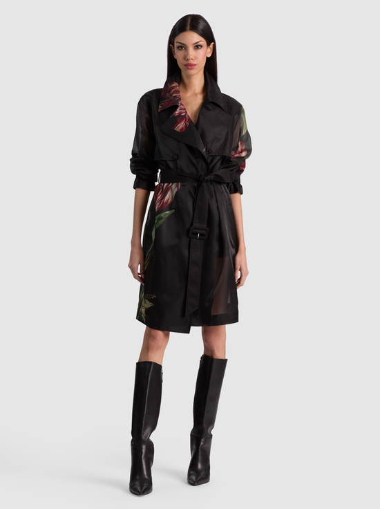 SOFT TULIP BLACK-SILVIA SHEER MIDI TRENCH