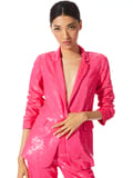 MACEY SEQUIN NOTCH COLLAR BLAZER - WILD PINK