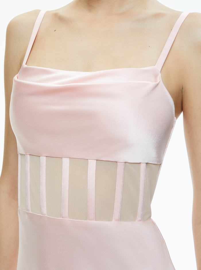VALENTINA DRAPED CORSET MAXI DRESS - PINK LACE image 1 - Alice And Olivia