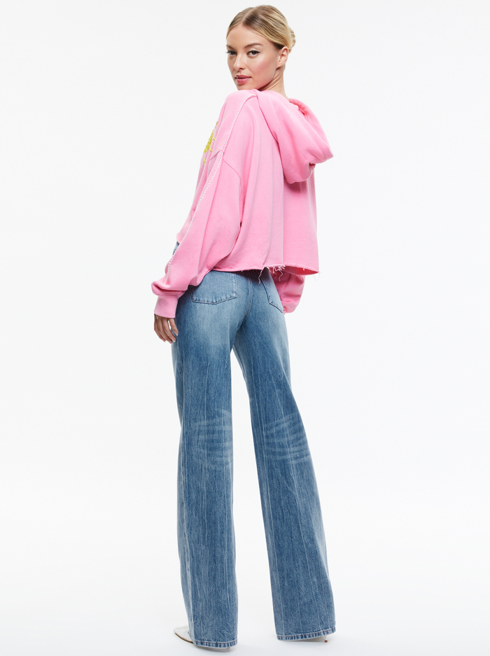 SUNNY BOXY CROPPED HOODIE - BALLET SLIPPER image 1 - Alice And Olivia