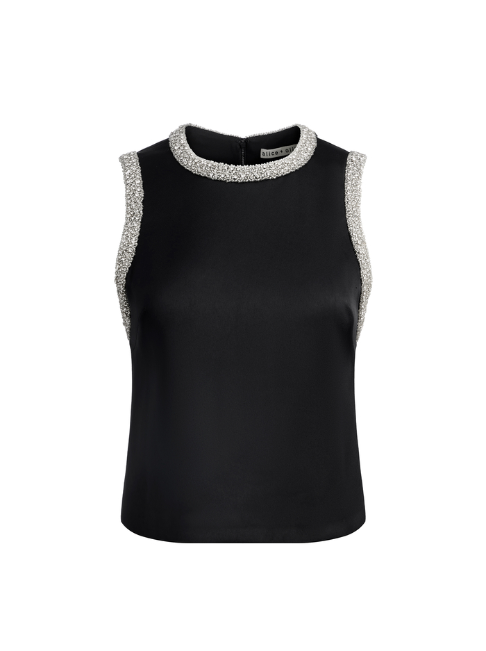 AMAL EMBELLISHED TANK - BLACK image 5 - Alice And Olivia