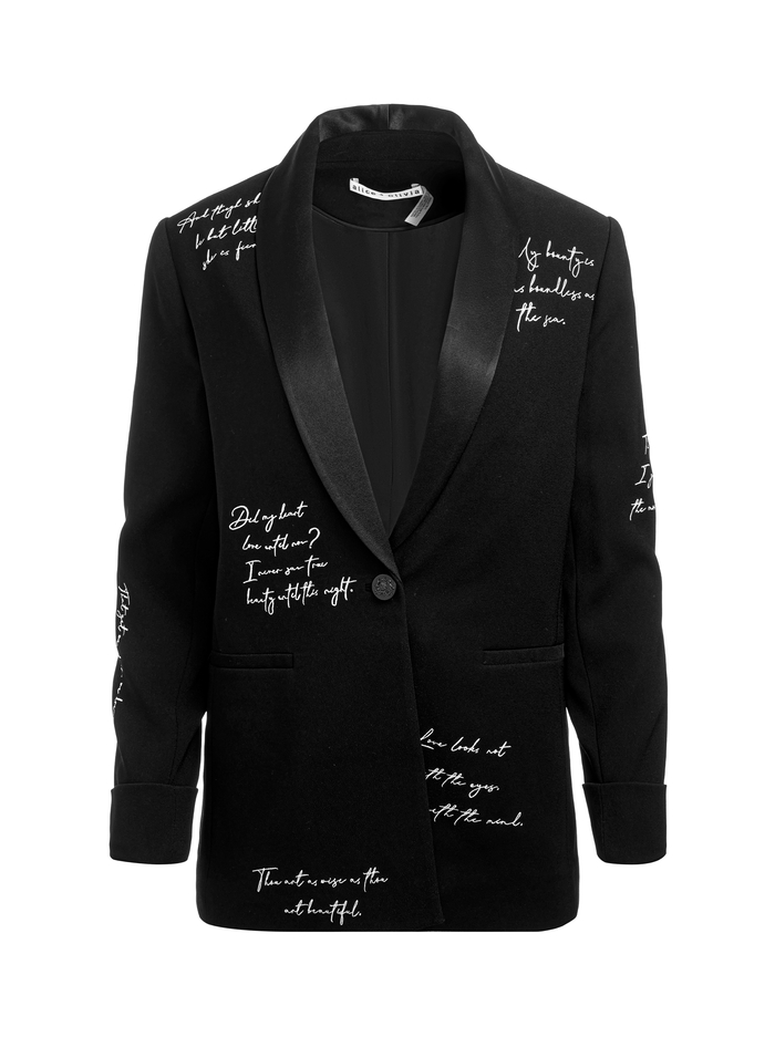 IVAN EMBROIDERED BLAZER - BLACK/OFF WHITE image 5 - Alice And Olivia