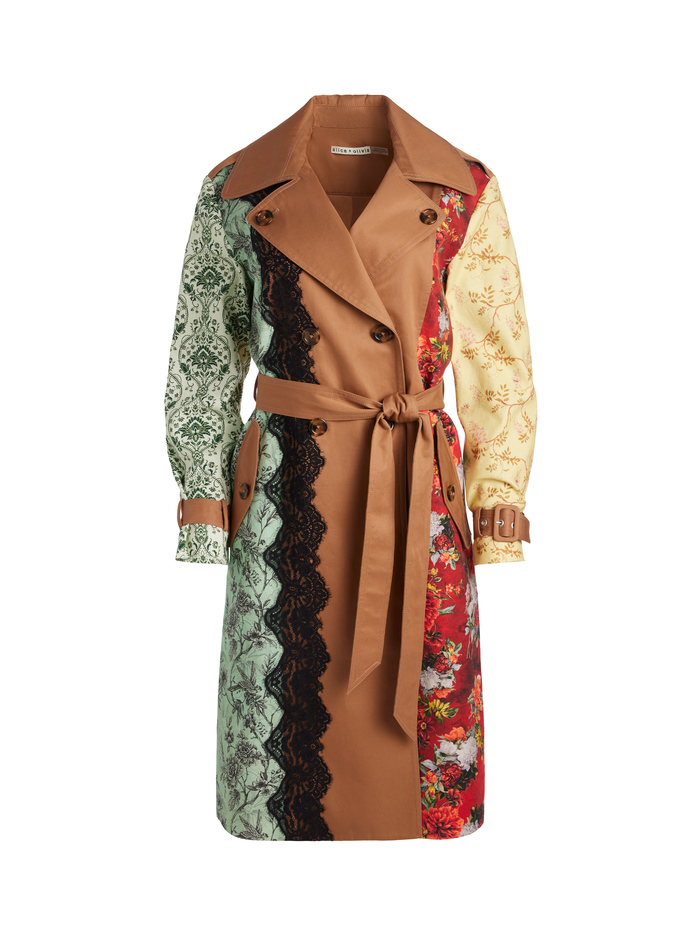 KEITH MIDI TRENCH WITH LACE DETAIL - TAN/MULTI image 5 - Alice And Olivia