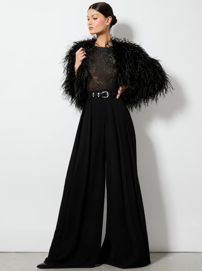 KIDMAN FEATHERED JACKET - BLACK image 4 - Alice And Olivia