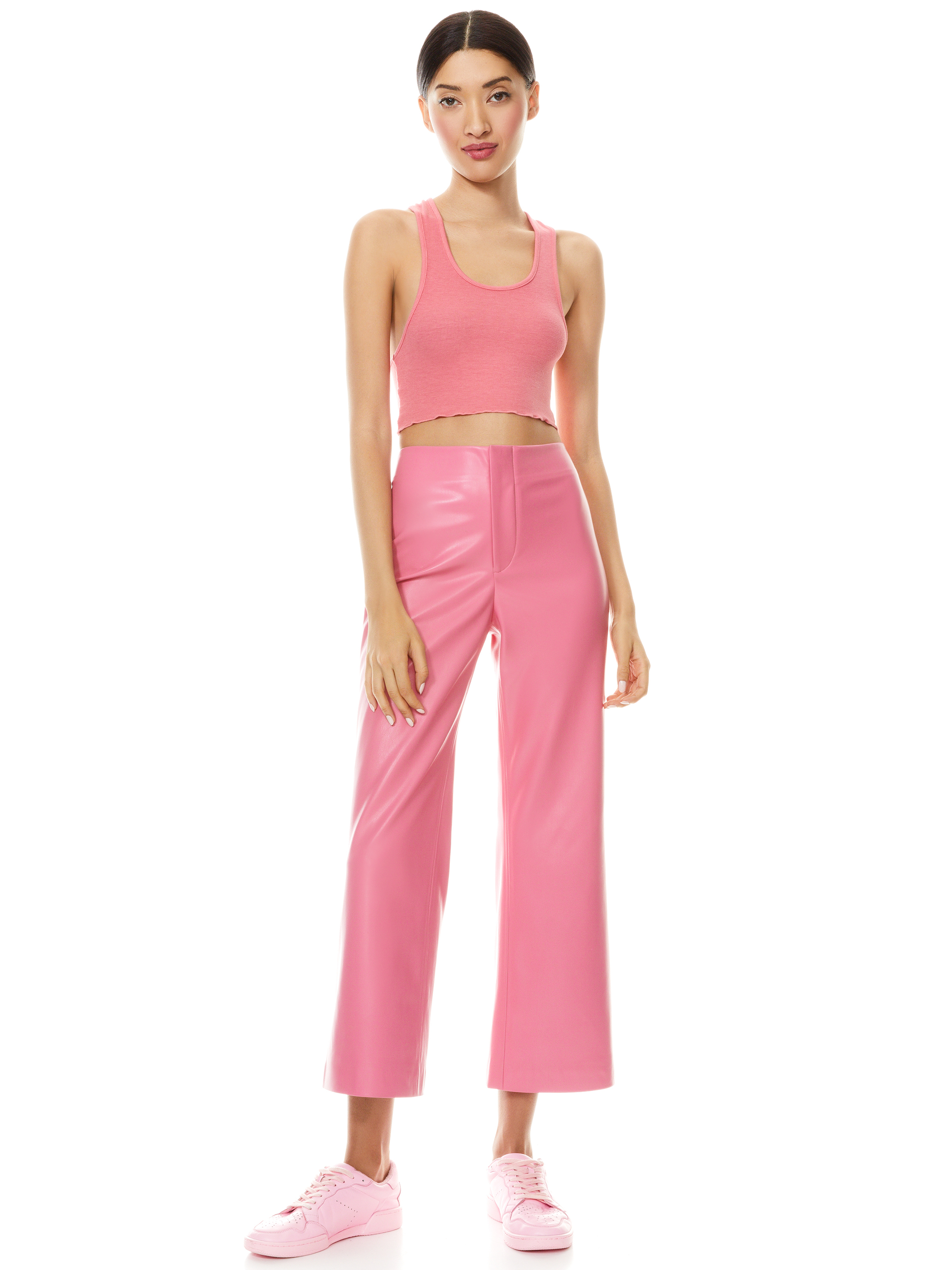 Lorinda Vegan Leather Ankle Pant In Calypso Pink | Alice And Olivia