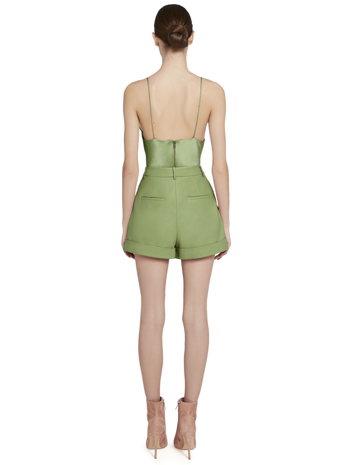 CONRY LEATHER PLEATED SHORTS - SAGE image 1 - Alice And Olivia