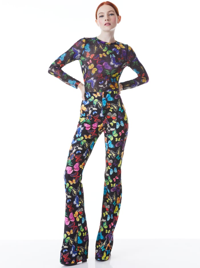 TEENY FIT FLARE BOOTCUT PANT - BUTTERFLY HIGH BLACK image 2 - Alice And Olivia