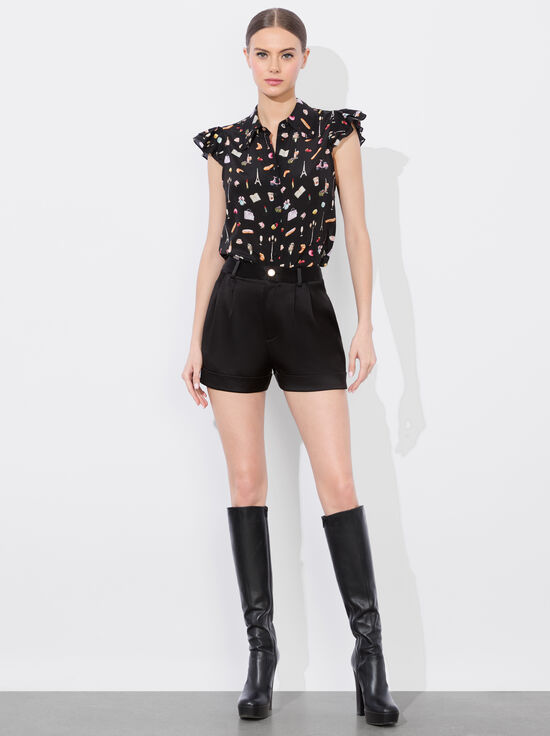 BLACK MULTI-MARTEL SILK BLOUSE