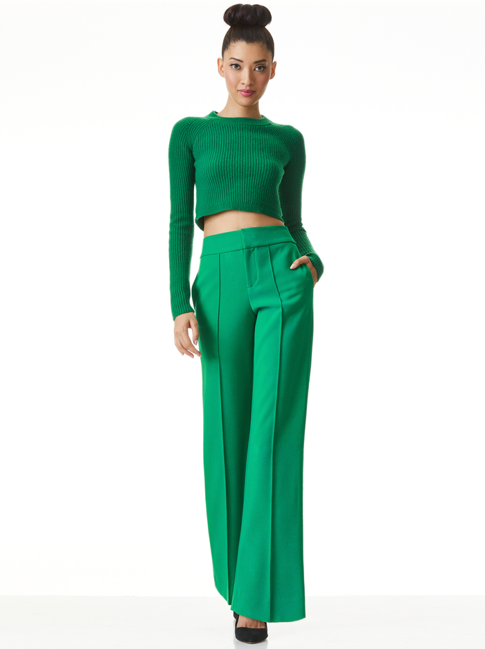 DYLAN HIGH WAISTED WIDE LEG PANT - DEEP EMERALD image 2 - Alice And Olivia