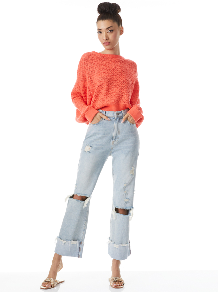 ANGELINE EASY CROP PULLOVER - BRIGHT CORAL image 4 - ALICE + OLIVIA