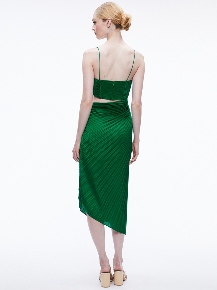 FAYETH CUT OUT ASYMMETRICAL HEM MIDI DRESS - EMERALD image 1 - Alice And Olivia