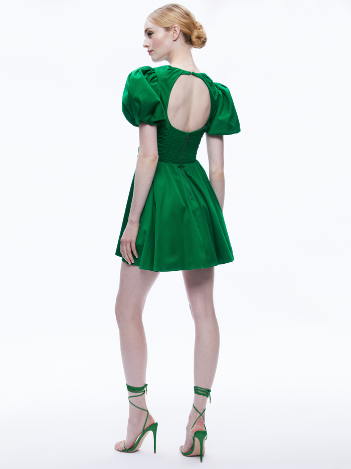 KYLAN PUFF SLEEVE MINI DRESS - EMERALD image 1 - ALICE + OLIVIA