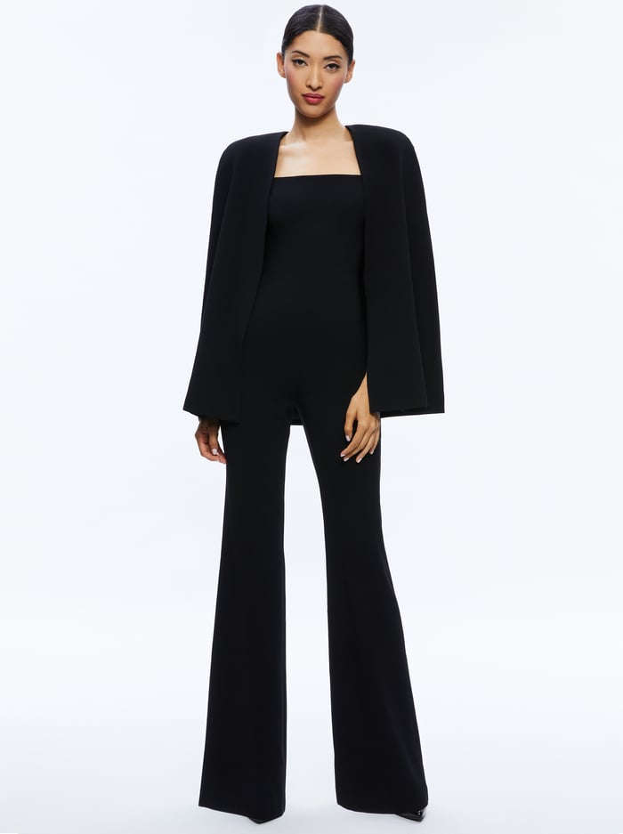 NOVA CAPE JUMPSUIT - BLACK - Alice And Olivia