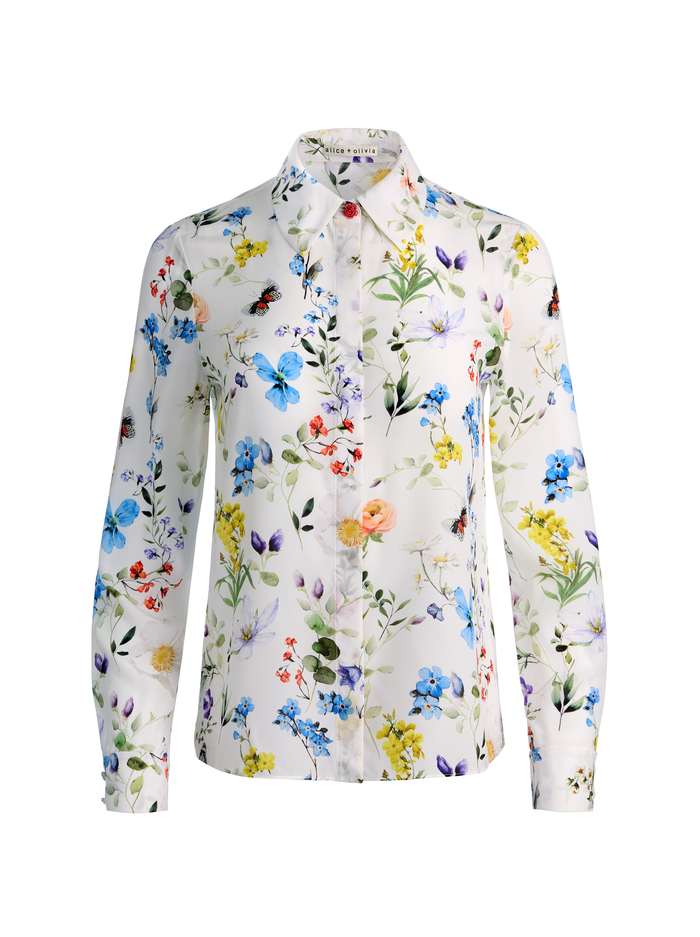 WILLA SILK BLOUSE - TWISTING VINES OFF WHITE image 5 - ALICE + OLIVIA