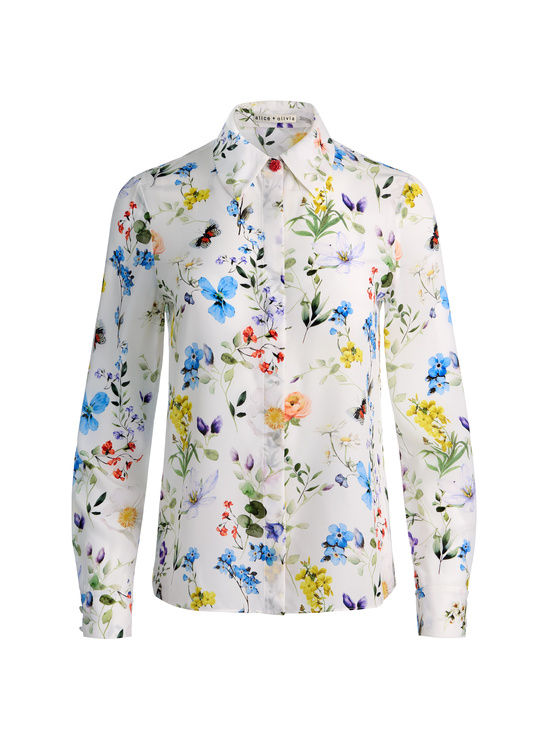 TWISTING VINES OFF WHITE-WILLA SILK BLOUSE