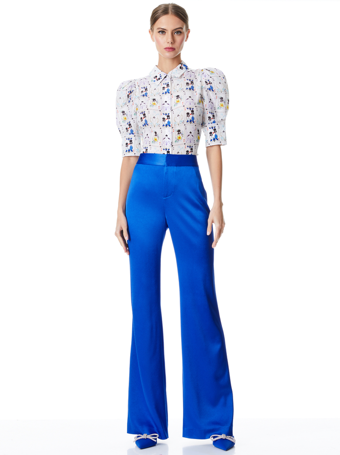 Deanna High Waisted Bootcut Pant In Royalty Alice And Olivia