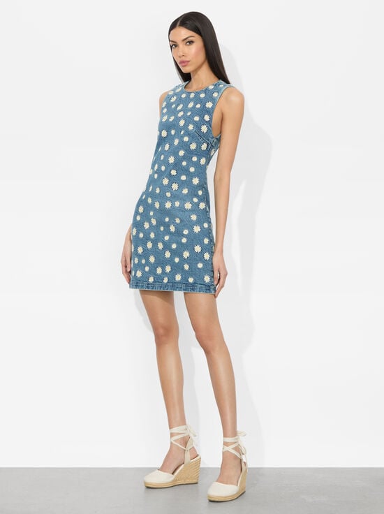 MEDIUM WASH-WYNELL EMBROIDERED MINI DRESS