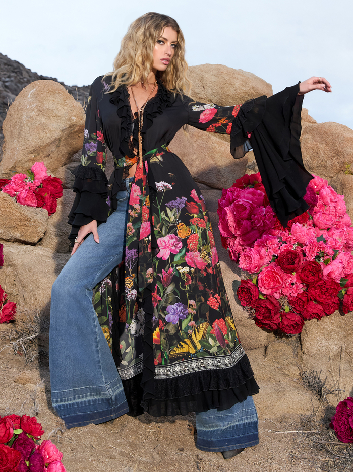 ADALIA RUFFLE MAXI ROBE - SECRET GARDEN - Alice And Olivia
