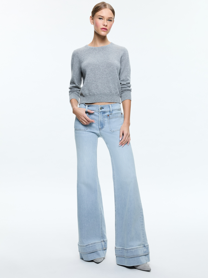 BRIAN PATCH POCKET WIDE LEG DOUBLE HEM JEAN - LEONA LIGHT BLUE image 4 - Alice And Olivia