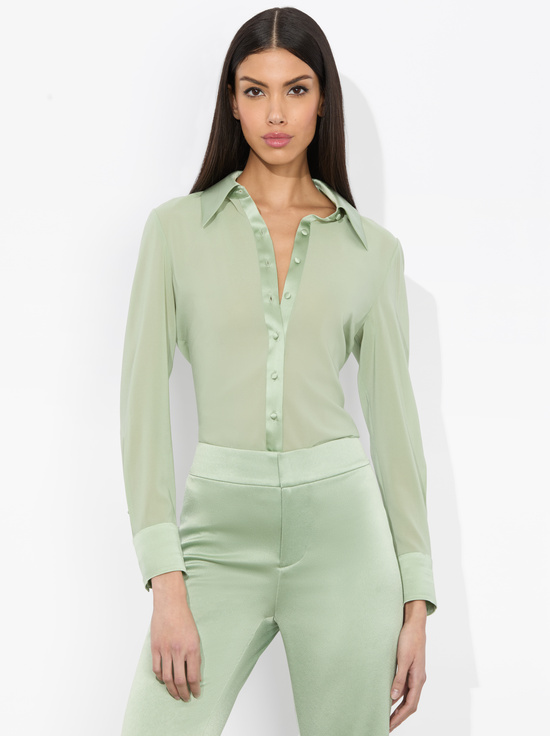 SAGE-WILLA 70S COLLAR SILK BLOUSE