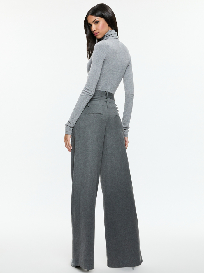 ASPEN DOUBLE WAIST PANT - SHADOW GREY MELANGE image 2 - Alice And Olivia
