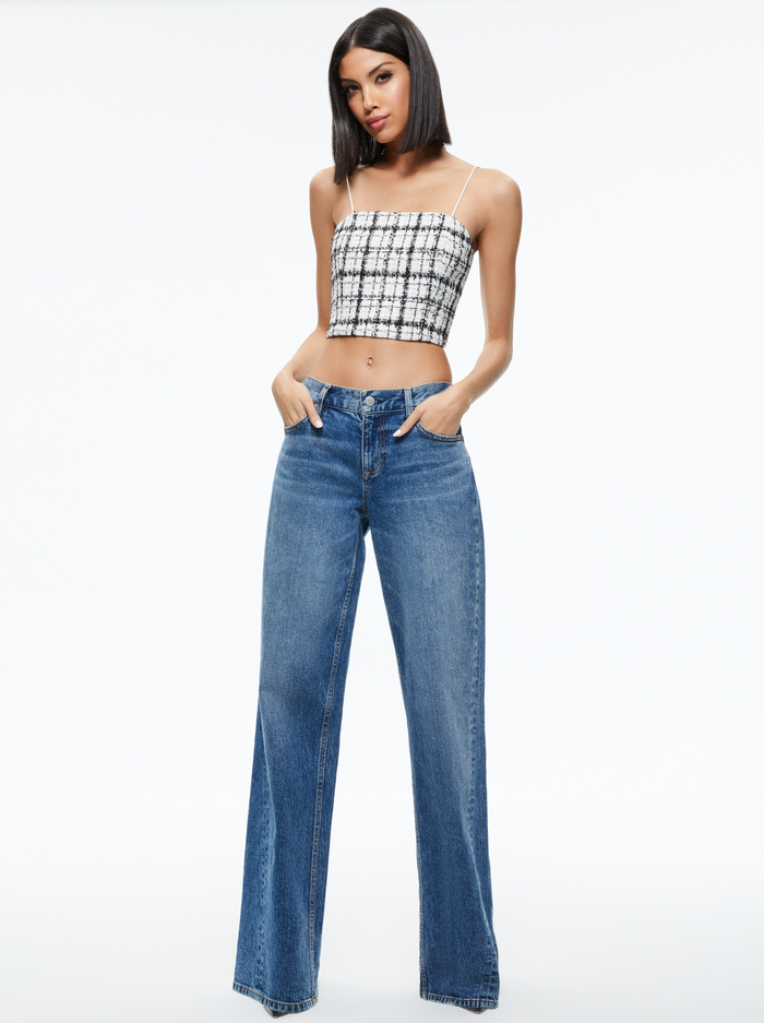 CERESI TWEED CROP TOP - OFF WHITE/BLACK image 4 - Alice And Olivia
